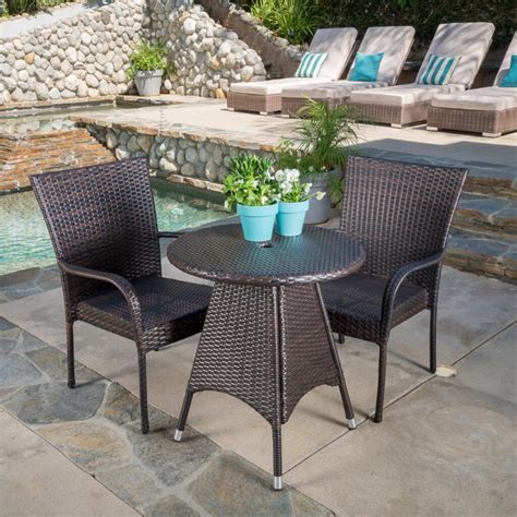 Attractive 3 Piece Wicker Outdoor Patio Bistro Sets