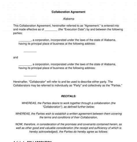 Collaboration Agreement Template Word And Pdf