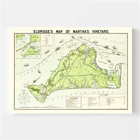 Vintage Map Of Martha S Vineyard By Ted S Vintage Art