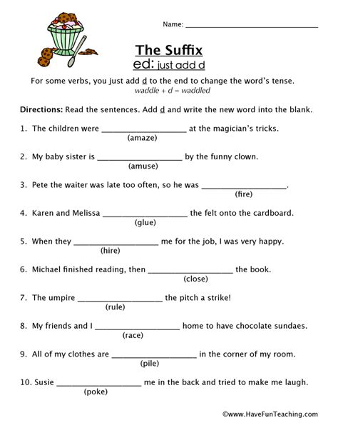 Adding Suffix Ed Worksheet Have Fun Teaching