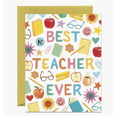 Best Teacher Ever Appreciation Card The Brass Owl