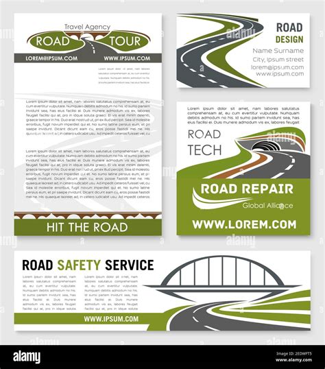 Road And Highway Banner Template With Bridge And Tunnel Road Building