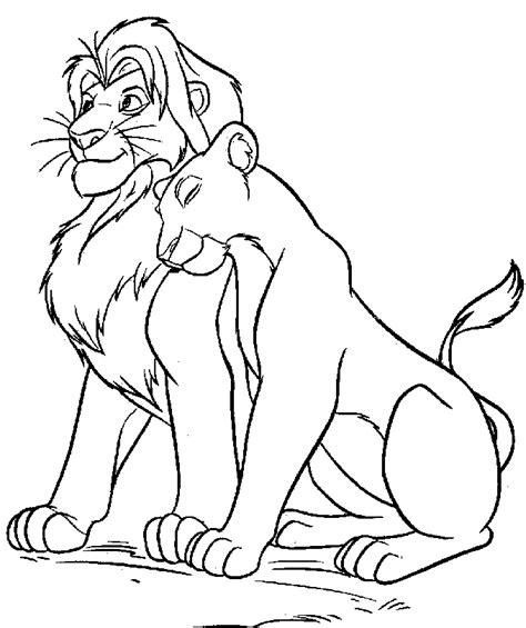 Coloring Page Simba And Nala Walking