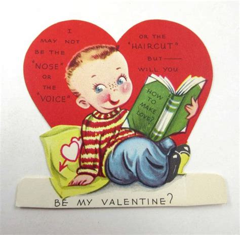 Vintage Childrens Valentine Greeting Card With Cute Boy Valentines