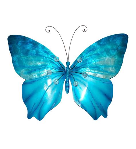 Metal And Capiz Blue Butterfly Wall Art Wind And Weather Butterfly