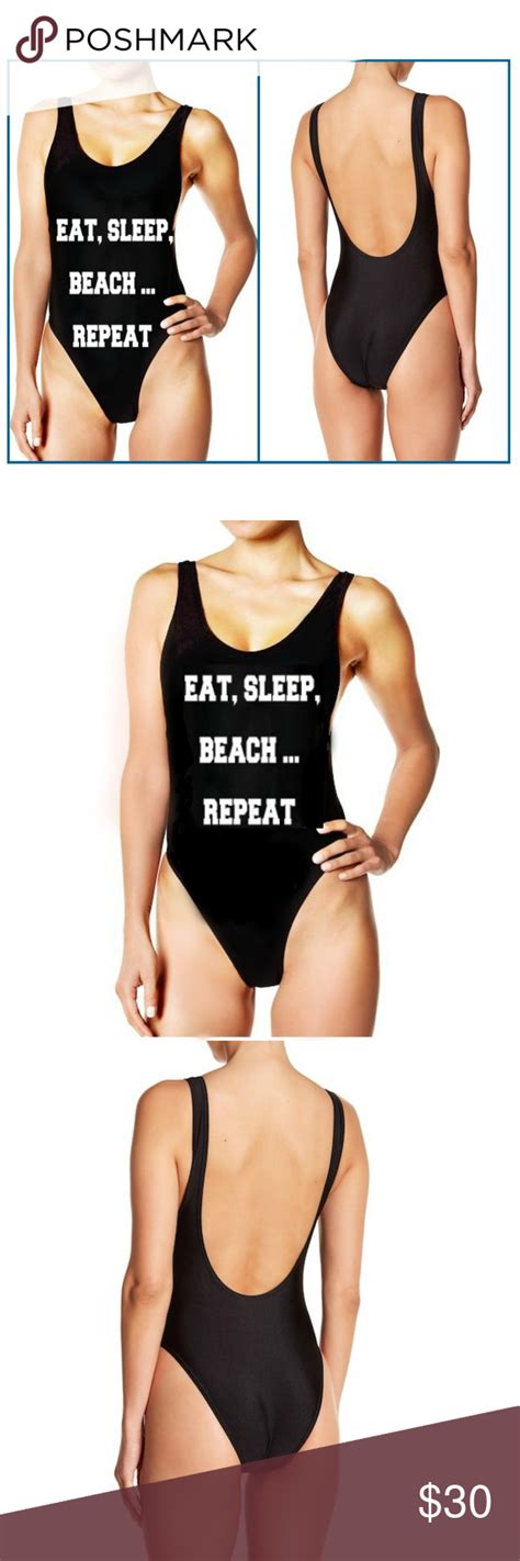 Eat Sleep Beach Repeat One Piece Bathing Suit Xl One