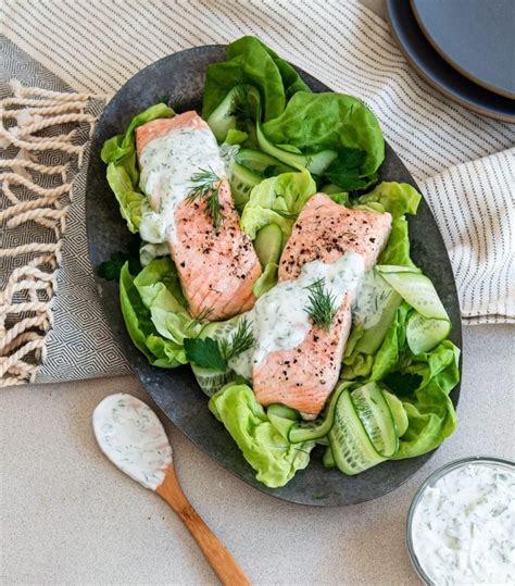 Poached Salmon With Cucumber Dill Sauce Keto Karma