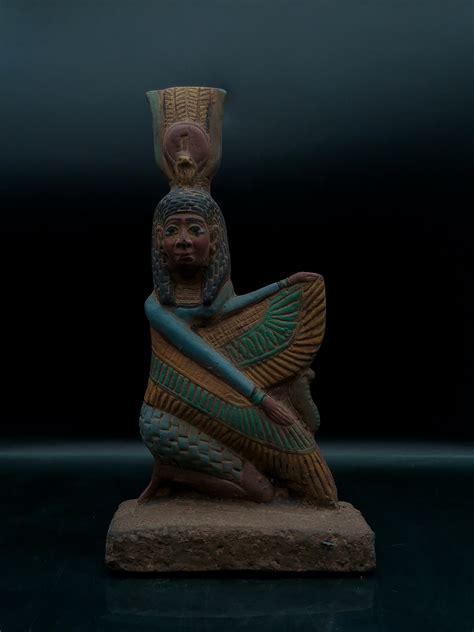 Unique Egyptian Art Goddess Isis Winged Hieroglyphic Sculpture Etsy