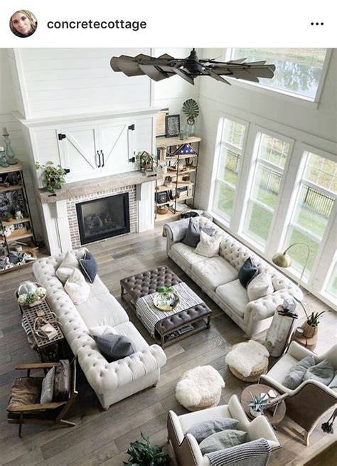 The couch, the two chairs at its end, and the chairs opposite offer a nice mix of conversation zones: Neutral Modern Farmhouse Living Room | Open living room ...