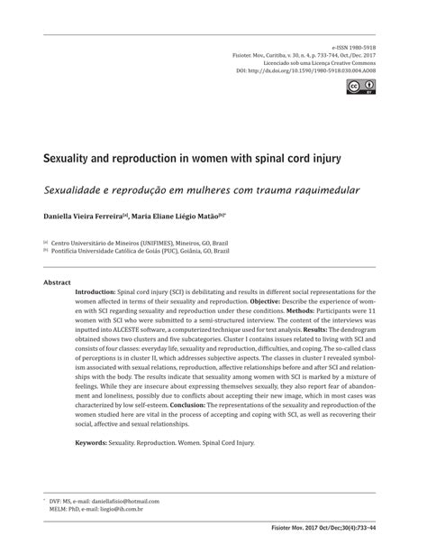 Pdf Sexuality And Reproduction In Women With Spinal Cord Injury