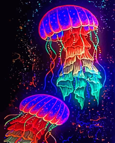 Neon Jellyfish Art Paint By Numbers Canvas Paint By Numbers