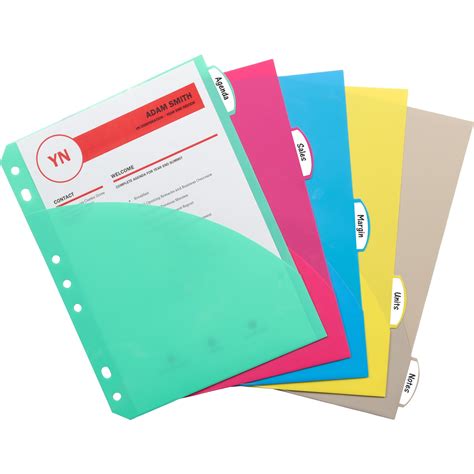 C Line Heavyweight Poly Binder Index Dividers With Slant Pockets