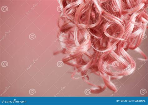 Hair Beautiful Healthy Long Curly Dyed Pink Color Hair Close Up