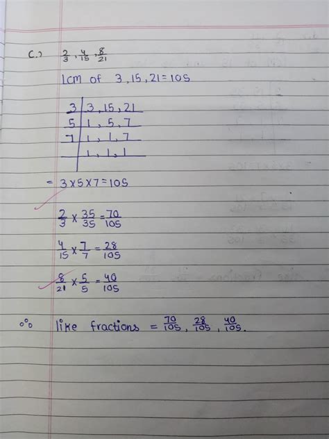 Math Ch Fractions Notebook Work