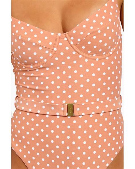 Onia Danielle Underwire One Piece Swimsuit Nude Polka Dot In Natural