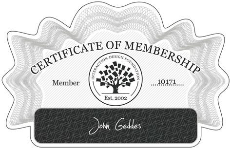 John Geddes Certificate Of Membership Interaction Design Foundation