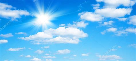 Sunny Background Blue Sky White Clouds Sun — Stock Photo