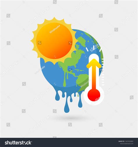 Earth Melting Sun Thermometer Global Warming Stock Vector Royalty Free