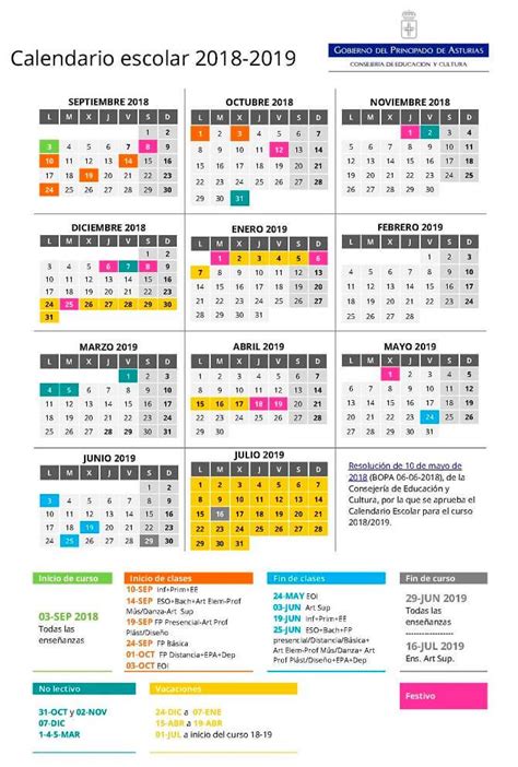 Calendario Escolar Asturias A Modificado Calendario Aug
