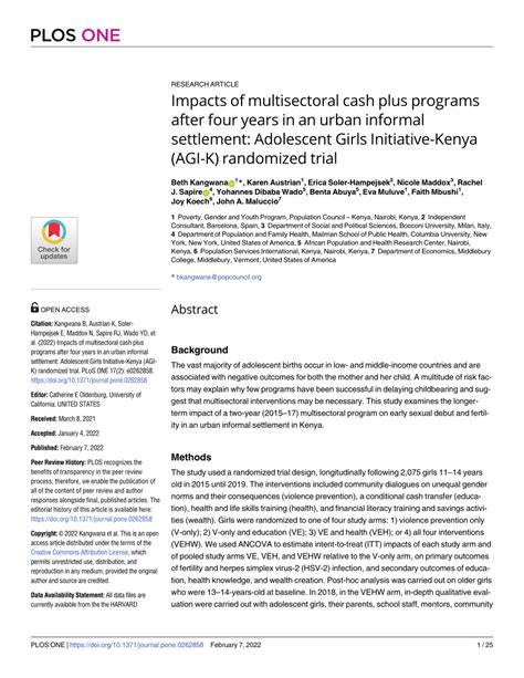 Pdf Impacts Of Multisectoral Cash Plus Programs After Four Years In An Urban Informal