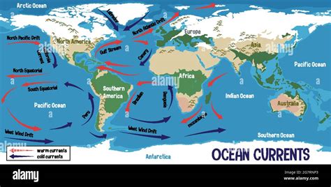 Las Corrientes Oceánicas En La Ilustración De Fondo Del Mapa Mundial