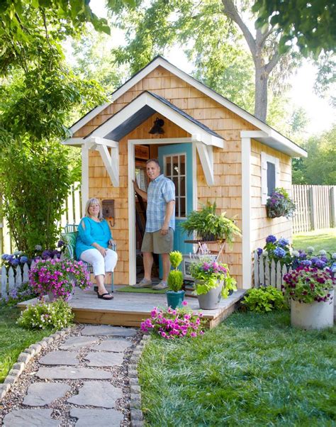 this custom she shed is a tiny getaway filled with cozy cottage details in 2020 play houses