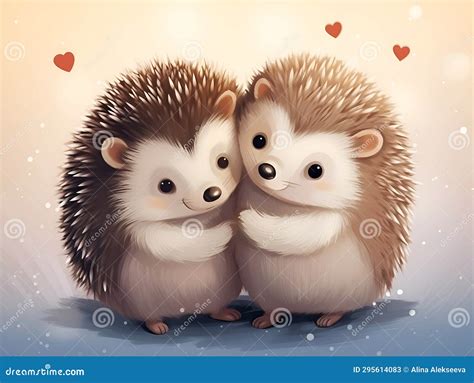 Romantic Hedgehogs In Love Illustration Of Two Lovely Hedgehogs