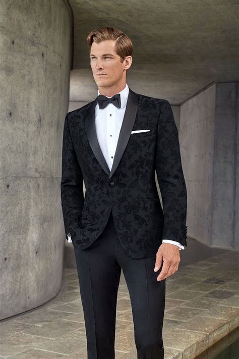 Couture Black Floral Tuxedo Jacket Separates Wedding Suits Men Black Wedding Suits Men