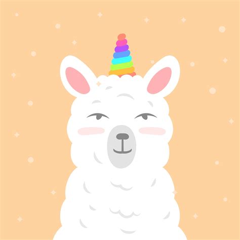 Flat Cute Llama Unicorn Wannabe Vector Clipart Illustration 276244