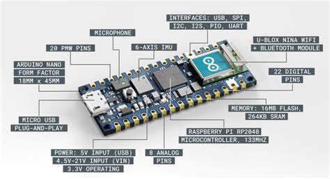 Arduino Nano Rp2040 Connect Abx00052 Botland Robotic Shop