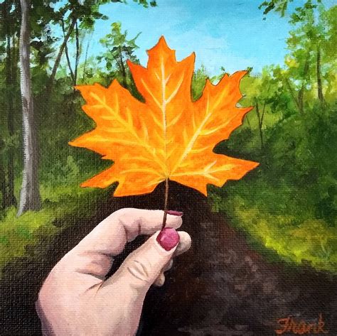 Original Acrylic Painting Fall Leaf Maple Leaf Painting Fall Etsy
