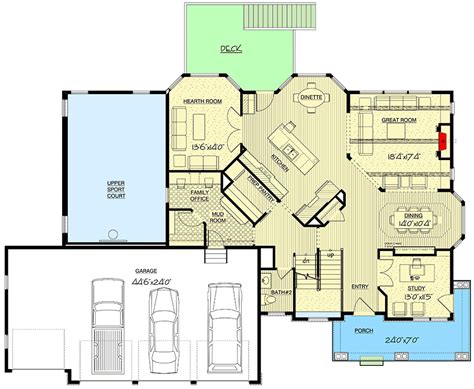 Exclusive New American Home Plan With Sport Court 73423hs