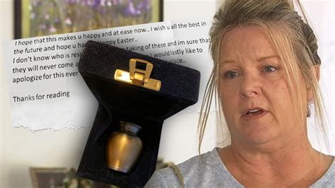 Queensland Mums Stolen Ashes Returned After Two Years Along With