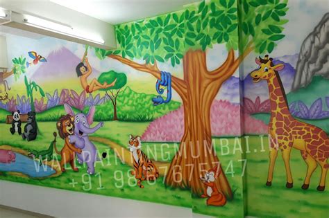 Kids Room Cartoon Painting Kindergarten Classroom Wall Murals In Mumbai