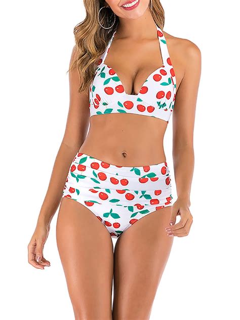 Selfieee Selfieee Women S Plus Size String Two Piece Halter Top Triangle Bikini Set 70009