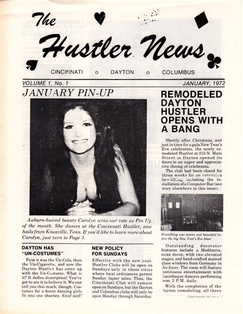Hustler News January 1972 Pre Magazine Issue Vol 1 1 Hustle