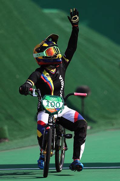 The 'queen of bmx' returned. Mariana Pajon of Colombia celebrates after winning the ...