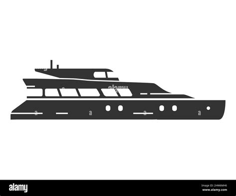 Ship Yacht Silhouette Black Icon Flat Vector Illustration Stock Vector