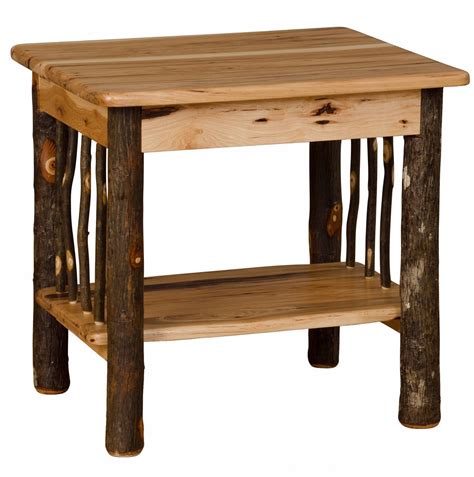 From trestle tables to pedestal tables, we're proud to offer a variety of elegant amish dining room tables made in the usa. Rustic Hickory and Oak End Table - Amish Made in USA ...