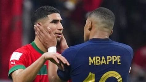 watch kylian mbappe consoles achraf hakimi after france thrash morocco s world cup dreams