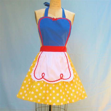 Retro Apron Snow White Inspired Retro Apron Womens Full Etsy Dress