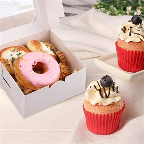 50 Packs Kraft Paper Cupcake Boxes With Display Window And Inserts Hold