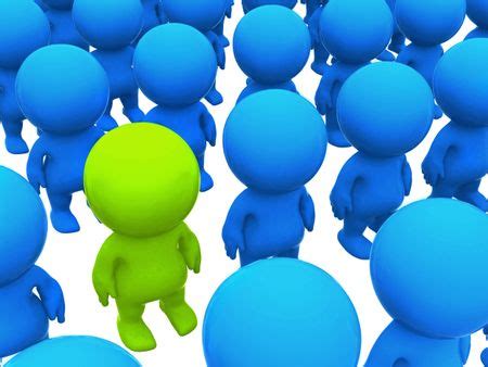 3D Man Standing Out In A Crowd Isolated Over A White Background