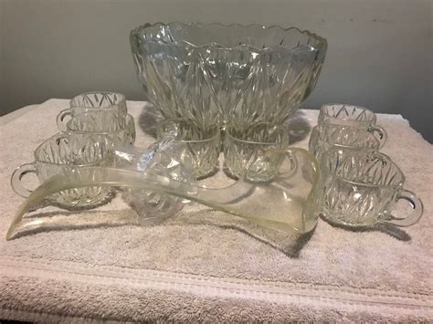 Vintage Hazel Atlas Clear Glass Williamsport Design Punch Bowl Etsy