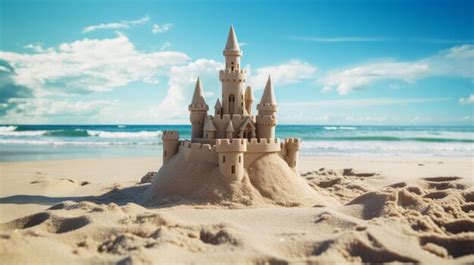 Premium Ai Image Sandcastle On The Ocean Beach