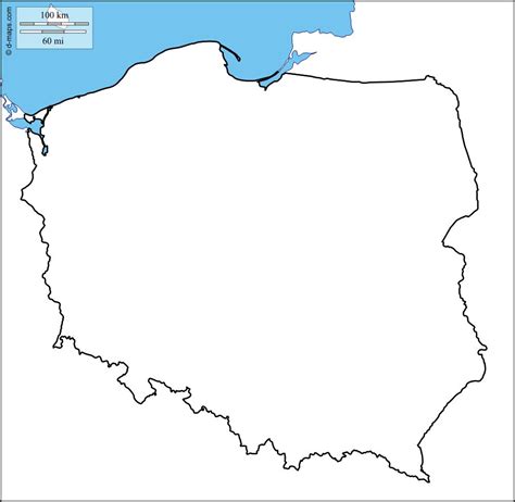 Poland map outline - Poland departments map (Eastern Europe - Europe)
