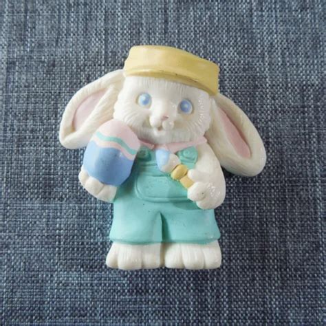 1990s Hallmark Easter Bunny Painting Egg Pin Pinback Vintage