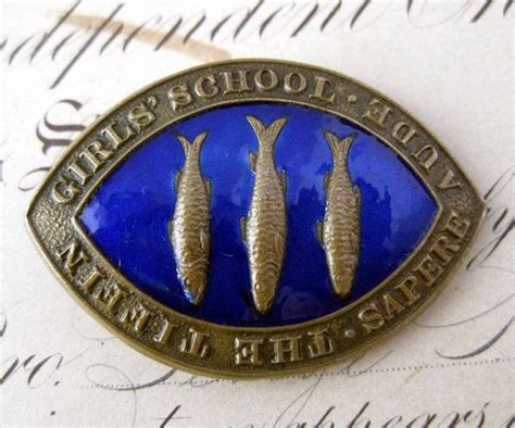 Vintage Enamel Brass Pin The Tiffin Girls Schools 3 Fish Etsy