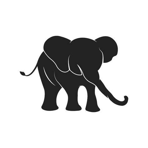 Ilustración Vectorial De Siluetas De Elefantes Sobre Fondo Blanco