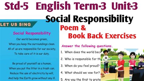 Social Responsibility Class 5 Poem Book Back Exercise 5th Std